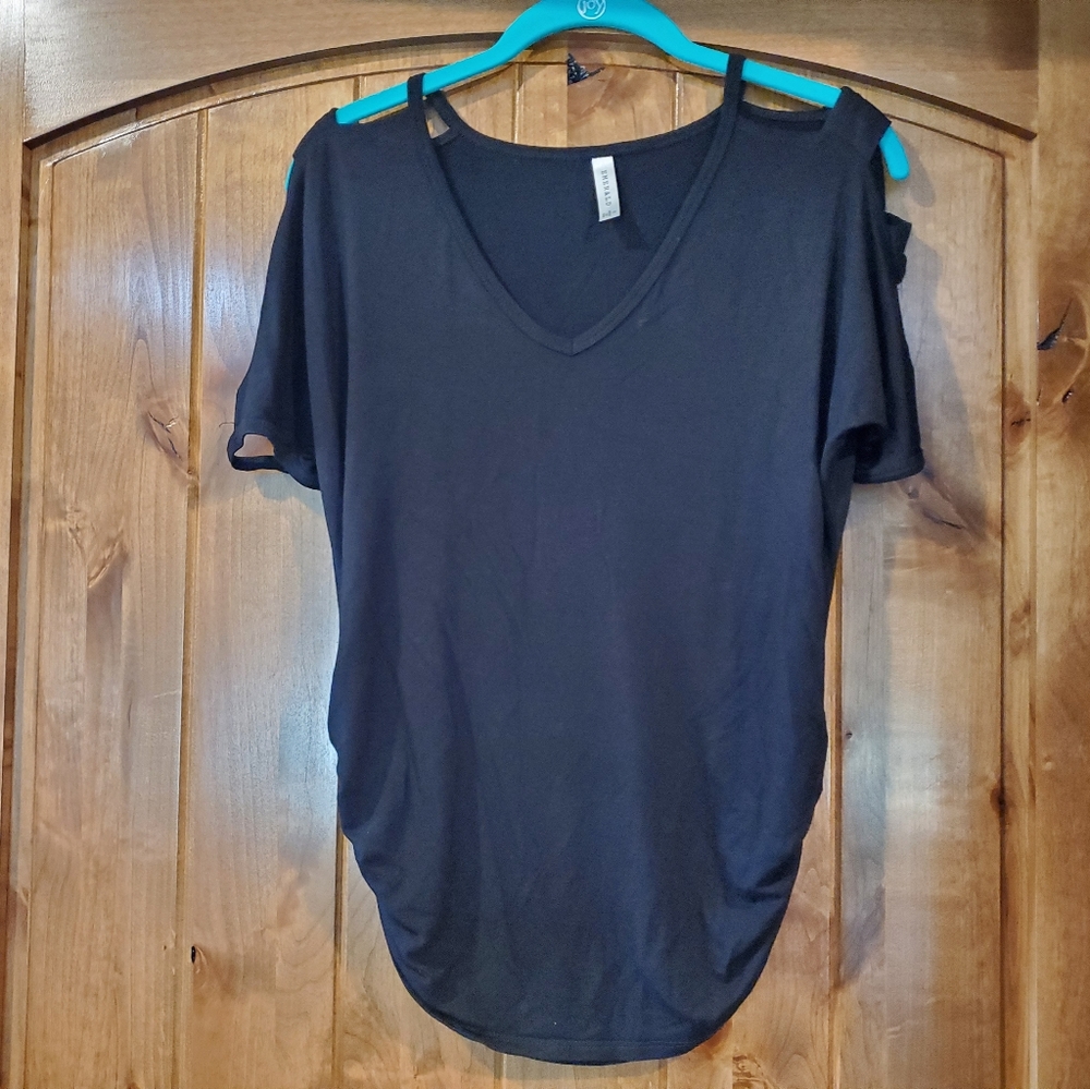 Black Cold Shoulder Top